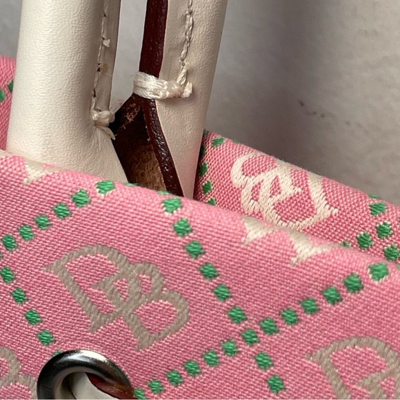 DOONEY & BOURKE Canvas Leather Tassel Tote Satchel RARE pink with white leather - Picture 6 of 16